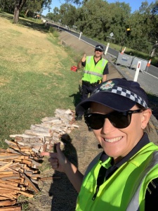 Police officers happily doing their job